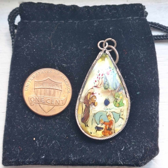 Antique  Hand Painted Persian Pendant - Picture 7 of 14